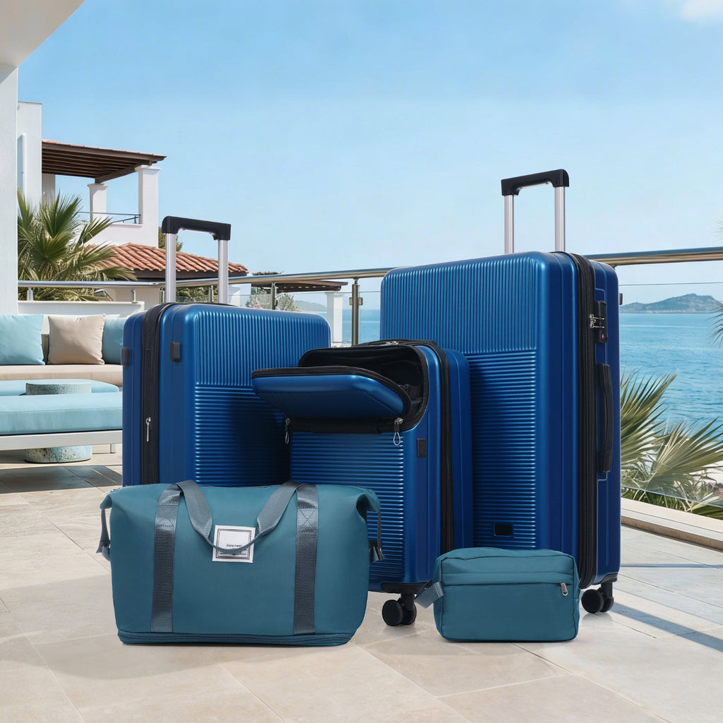 5-Piece ABS Hardshell Luggage Set with Half-Opening Cases and Double