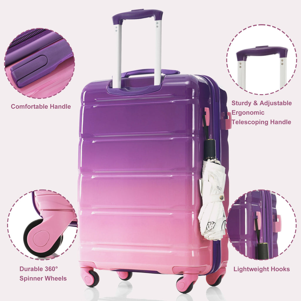 3-piece Luggage Set, 20-inch USB Airline Certified Carry-on ABS+PC