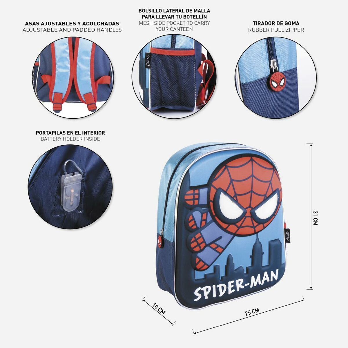 School Bag Spider-Man Blue 25 x 31 x 10 cm
