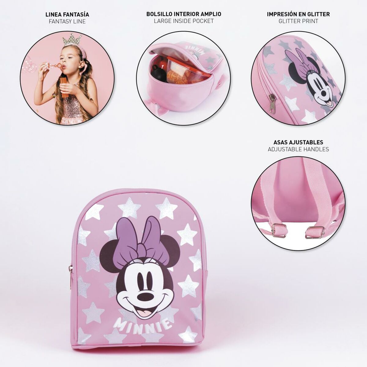 School Bag Minnie Mouse Pink (18 x 10 x 21 cm)