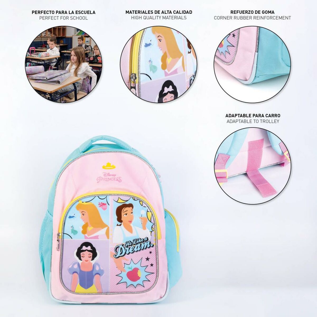 School Bag Princesses Disney Pink (32 x 15 x 42 cm)