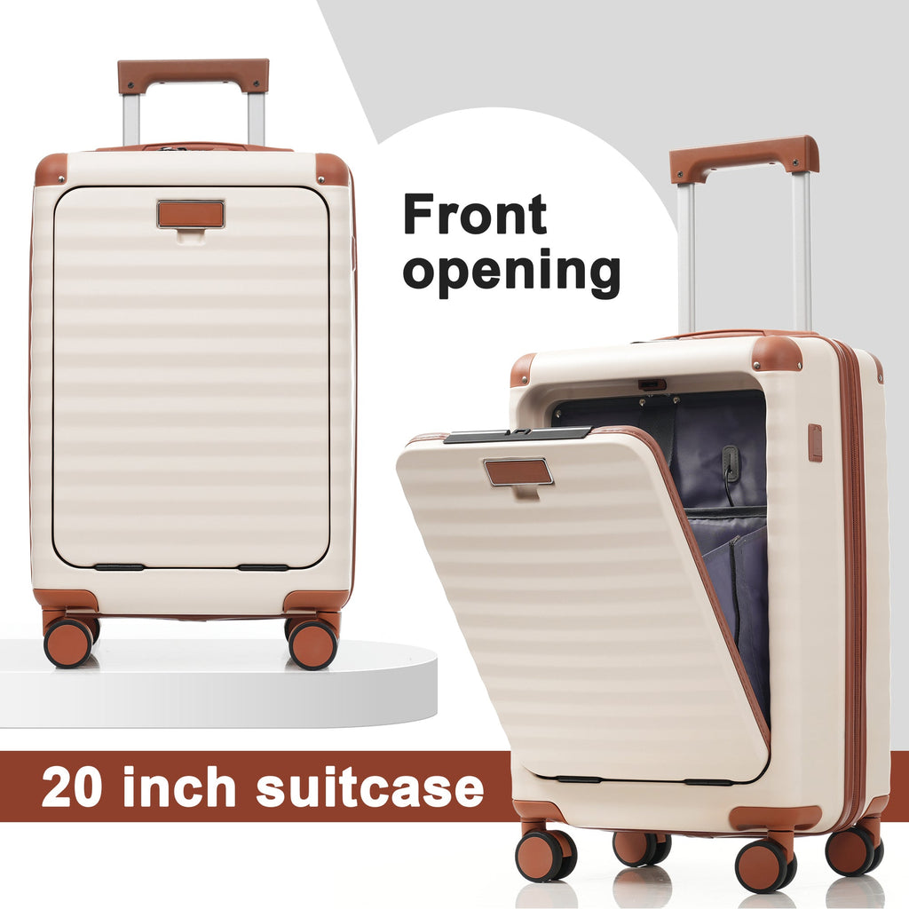 5-Piece ABS Hardshell Luggage Set with Front Opening, TSA Lock, USB