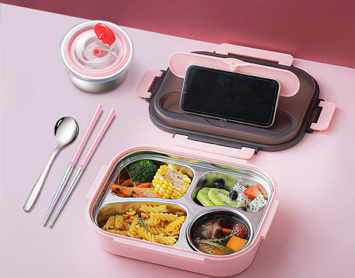 304 Stainless Steel Lunch Box, Fresh-keeping Box With Soup Cup,