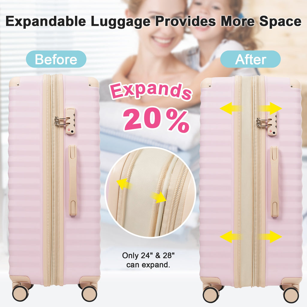 5-Piece ABS Hardshell Luggage Set with Front Opening, TSA Lock, USB