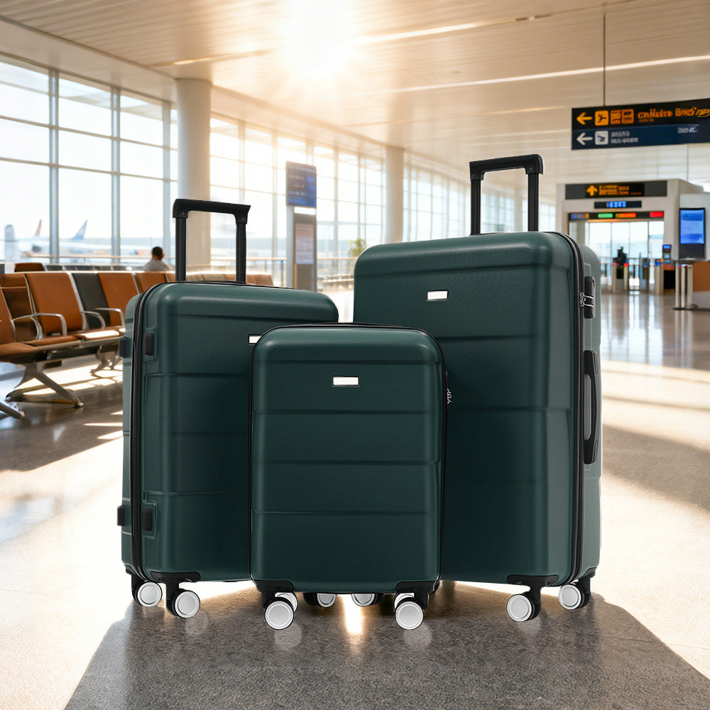 3-Piece ABS Hardshell Luggage Set with Password Lock, Spinner Wheels