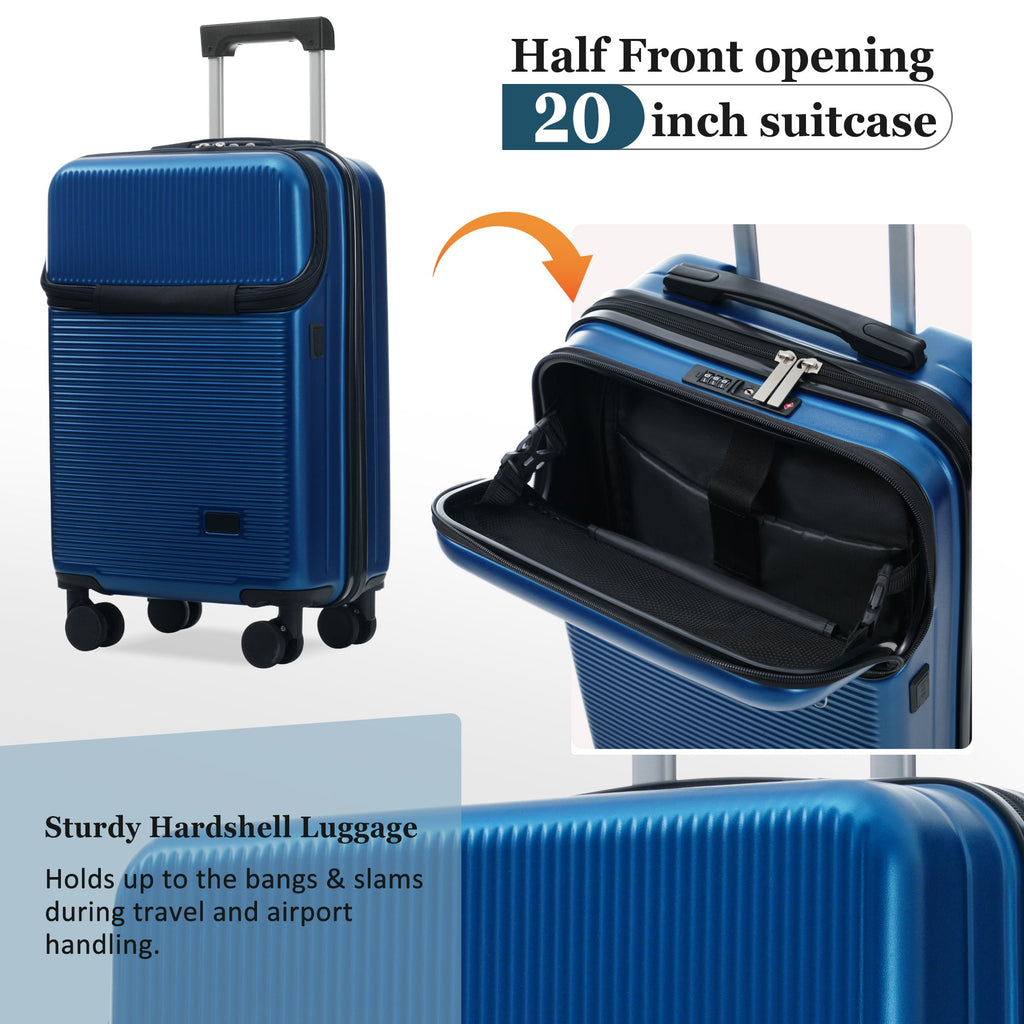 5-Piece ABS Hardshell Luggage Set with Half-Opening Cases and Double