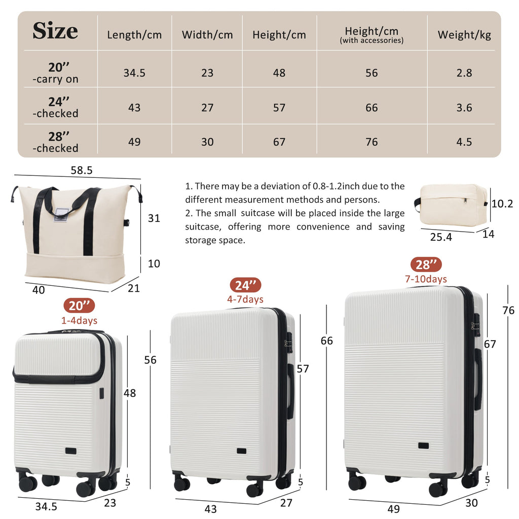 5-Piece ABS Hardshell Luggage Set with Half-Opening Cases and Double