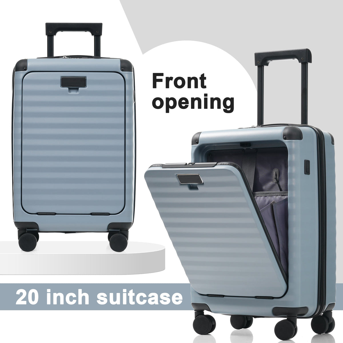 5-Piece ABS Hardshell Luggage Set with Front Opening, TSA Lock, USB