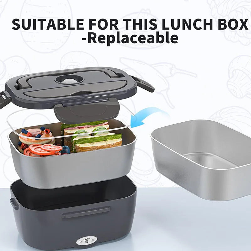 Portable Electric Lunch Box | 1.3–1.5L Stainless Steel Food Heater,