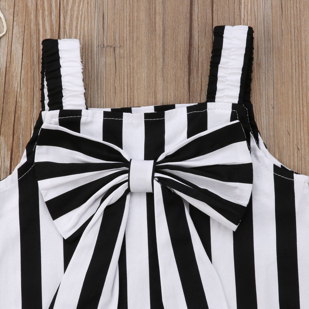 Kids Baby Girl Striped Bow Outfit Shirt Tops+Long