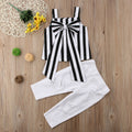 Kids Baby Girl Striped Bow Outfit Shirt Tops+Long