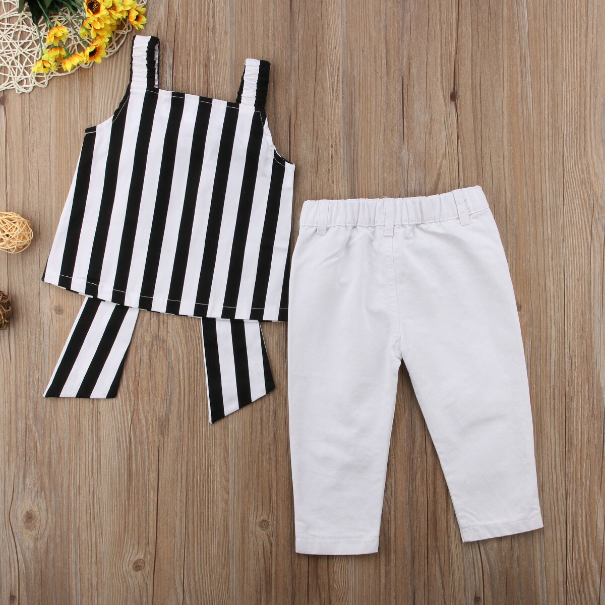 Kids Baby Girl Striped Bow Outfit Shirt Tops+Long