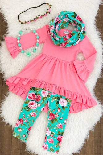 Kids Baby Girls Floral Outfits Autumn Clothes