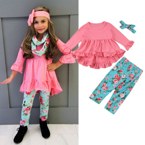 Kids Baby Girls Floral Outfits Autumn Clothes