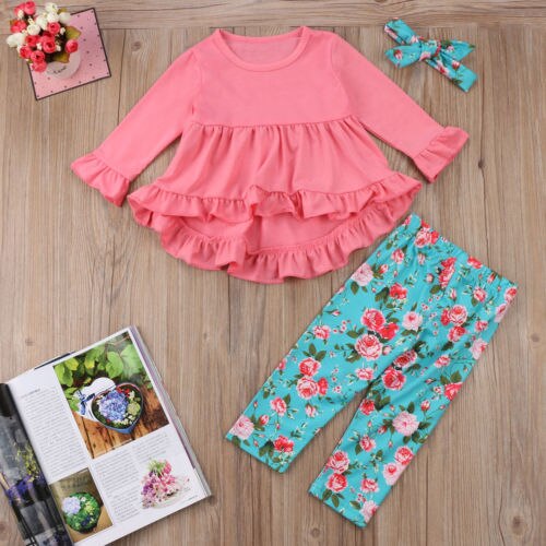 Kids Baby Girls Floral Outfits Autumn Clothes
