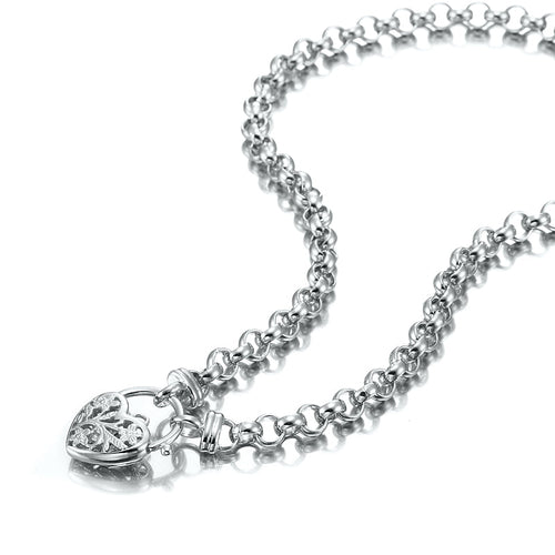 925 Sterling Silver Plated 6mm Belcher Chain Necklace with a Filigree