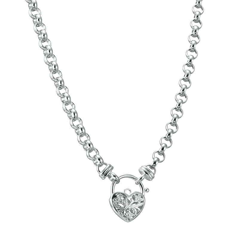 925 Sterling Silver Plated 6mm Belcher Chain Necklace with a Filigree