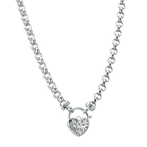 925 Sterling Silver Plated 6mm Belcher Chain Necklace with a Filigree