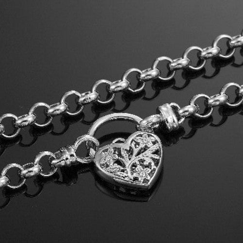 925 Sterling Silver Plated 6mm Belcher Chain Necklace with a Filigree