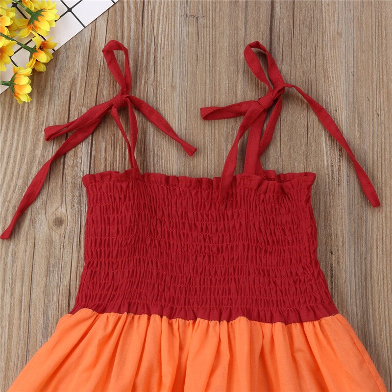 Princess Girls Casual Dress Striped Rainbow Cool