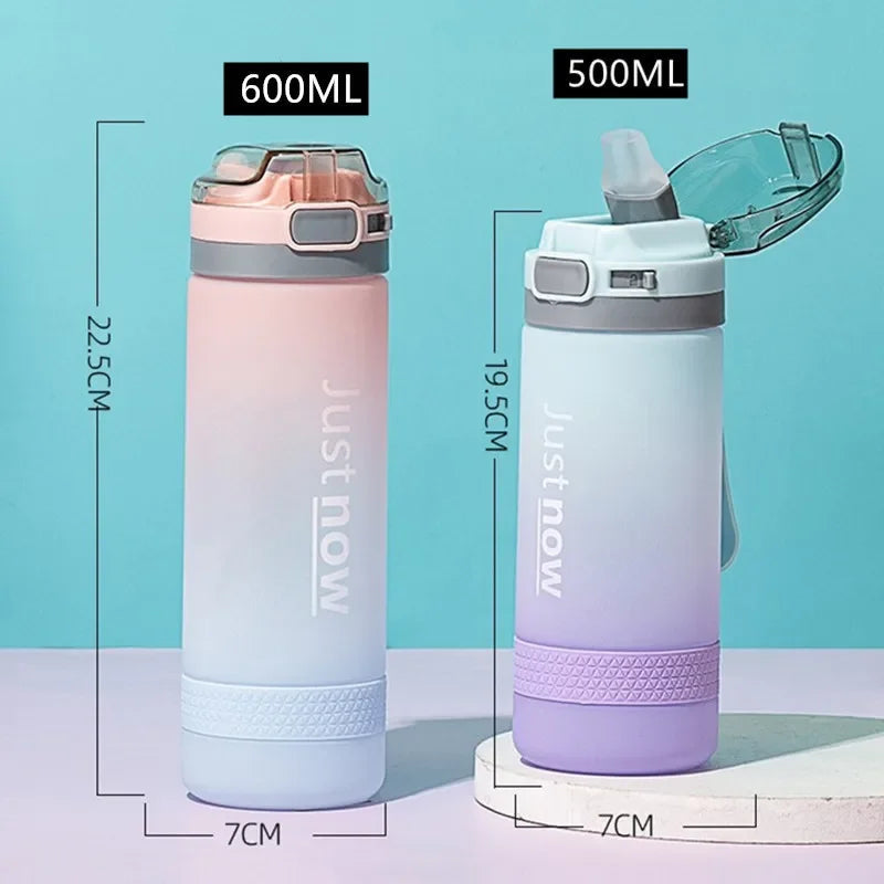 600ml Water Bottles Fashion Water Bottle with Straw BPA Free Portable