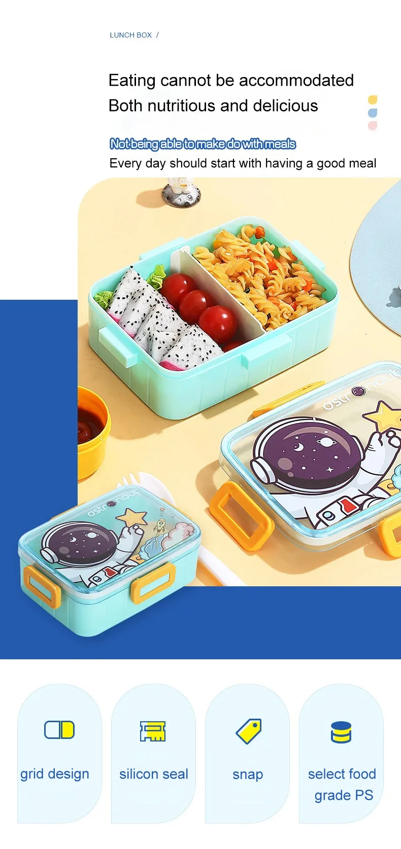 Cute Lunch Box for Kids Girls Boys With Compartments Bento Lunchbox