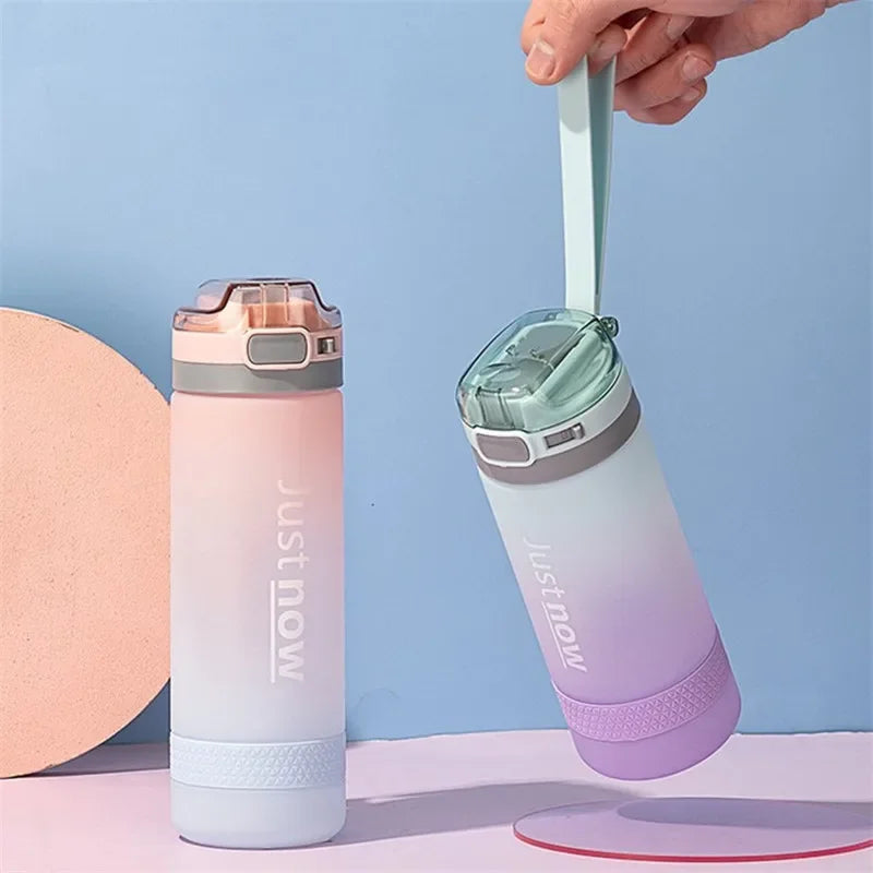 600ml Water Bottles Fashion Water Bottle with Straw BPA Free Portable