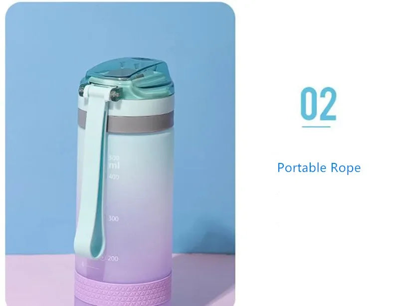 600ml Water Bottles Fashion Water Bottle with Straw BPA Free Portable