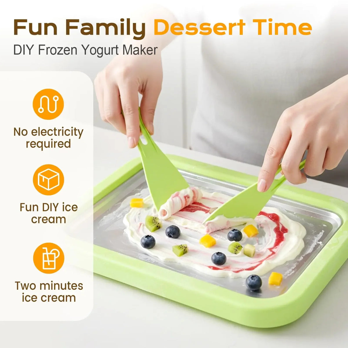 Multifunctional Rolled Ice Cream Maker Cold Sweet Fried Ice Pan DIY