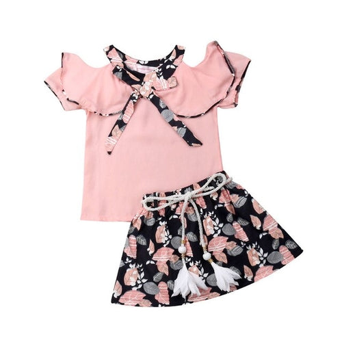 Summer Pretty Kids Girl Clothes Sets Princess 2Pcs