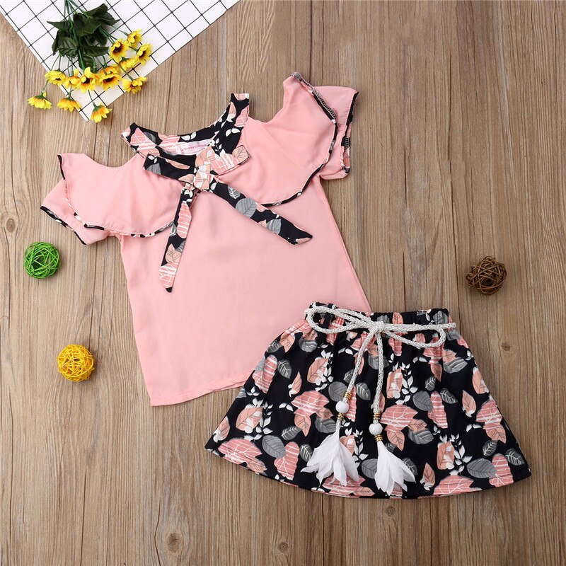 Summer Pretty Kids Girl Clothes Sets Princess 2Pcs