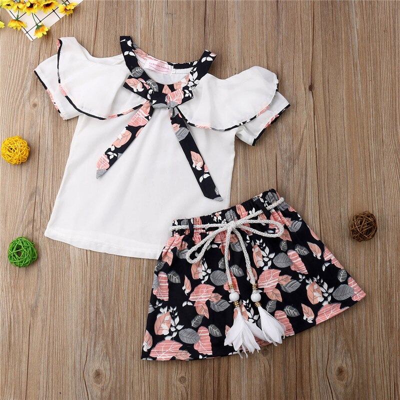 Summer Pretty Kids Girl Clothes Sets Princess 2Pcs