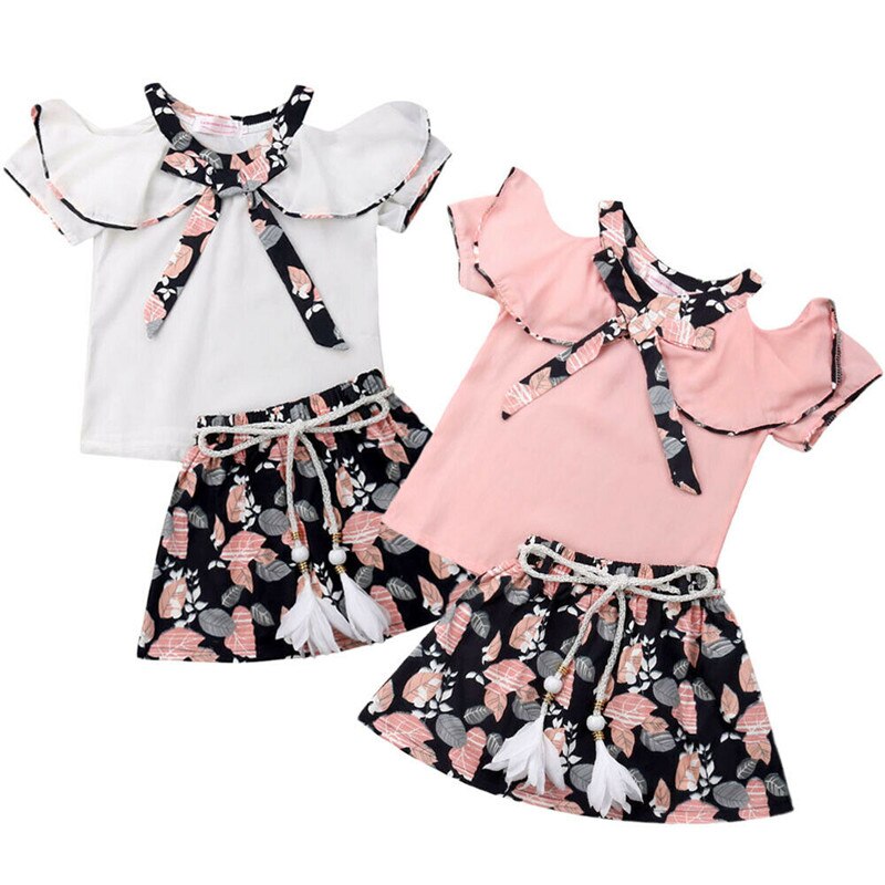 Summer Pretty Kids Girl Clothes Sets Princess 2Pcs