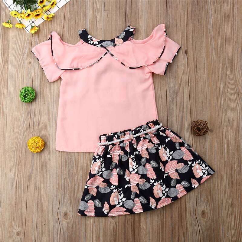 Summer Pretty Kids Girl Clothes Sets Princess 2Pcs