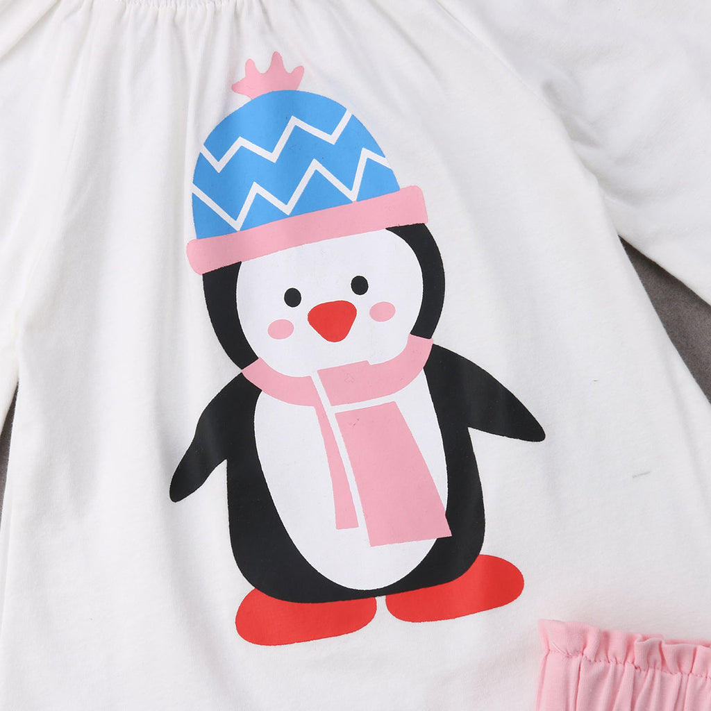 Super Cute Kids Girls Penguin Print Summer Clothes
