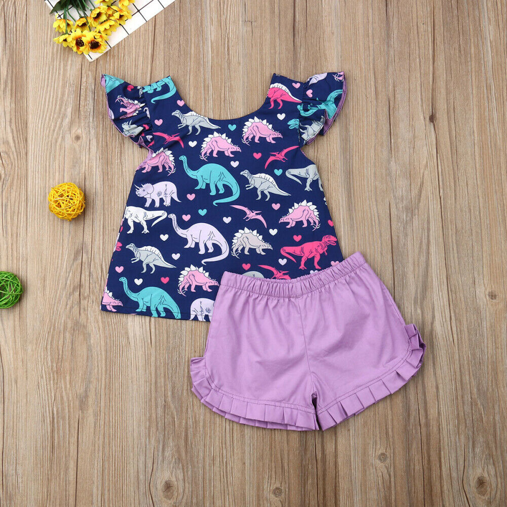Toddler Baby Kids Girl Dinosaur Clothes Sets