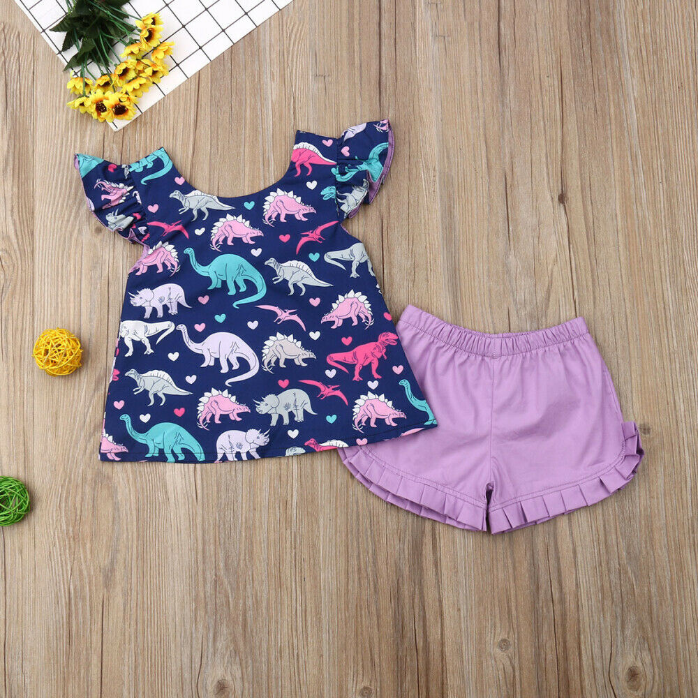 Toddler Baby Kids Girl Dinosaur Clothes Sets