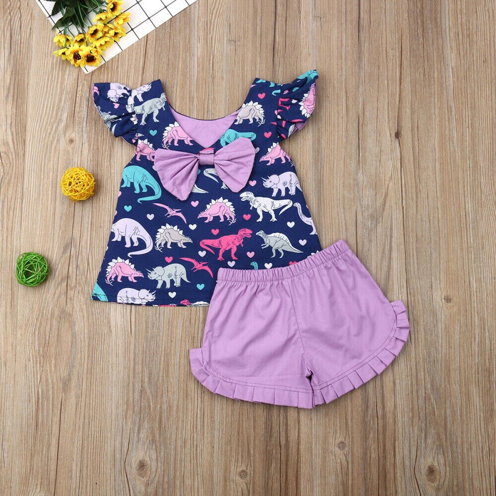 Toddler Baby Kids Girl Dinosaur Clothes Sets