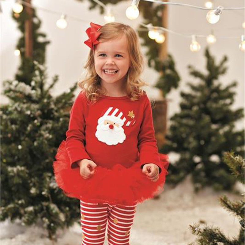 Xams Cute Baby Girl Santa  Outfits Toddler Kids