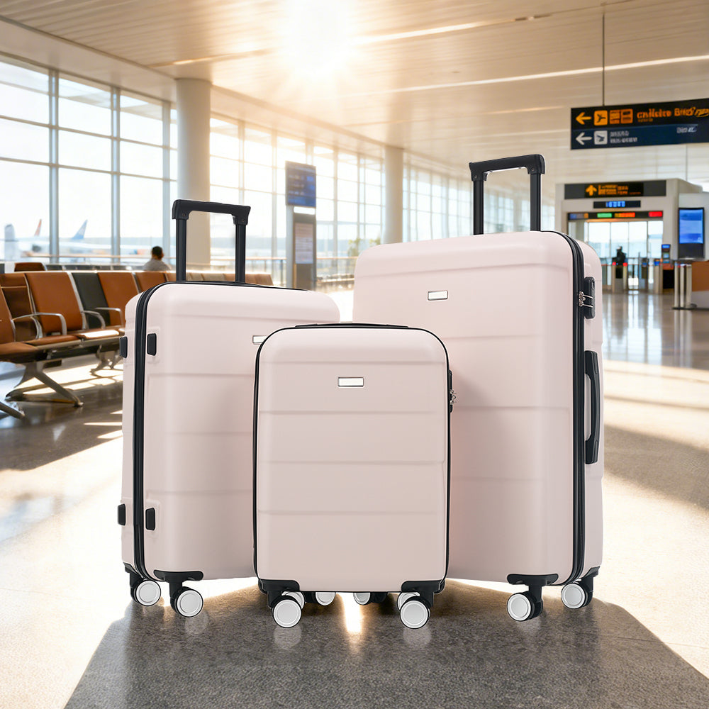 3-Piece ABS Hardshell Luggage Set with Password Lock, Spinner Wheels