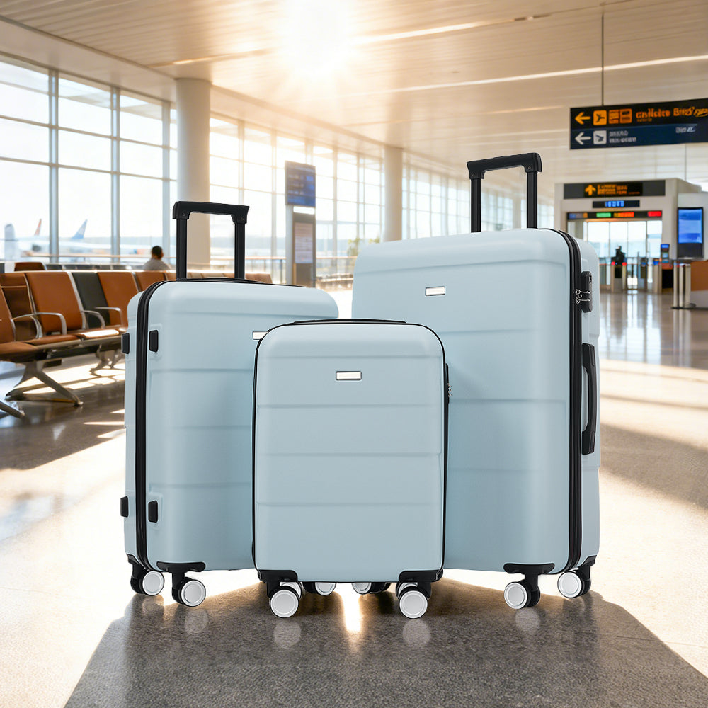 3-Piece ABS Hardshell Luggage Set with Password Lock, Spinner Wheels