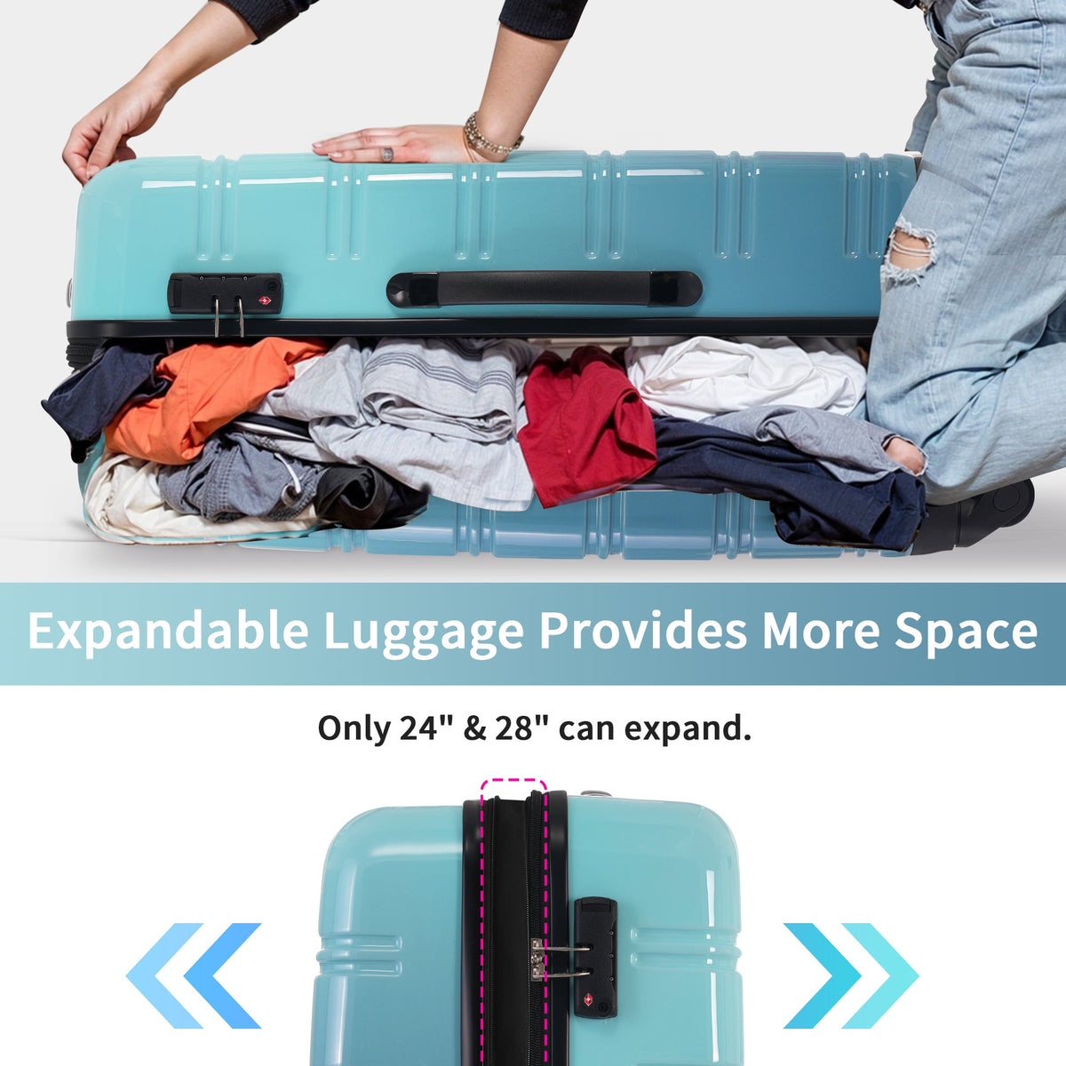 3-Piece PC Hardshell Luggage Set with TSA Lock, Spinner Wheels,