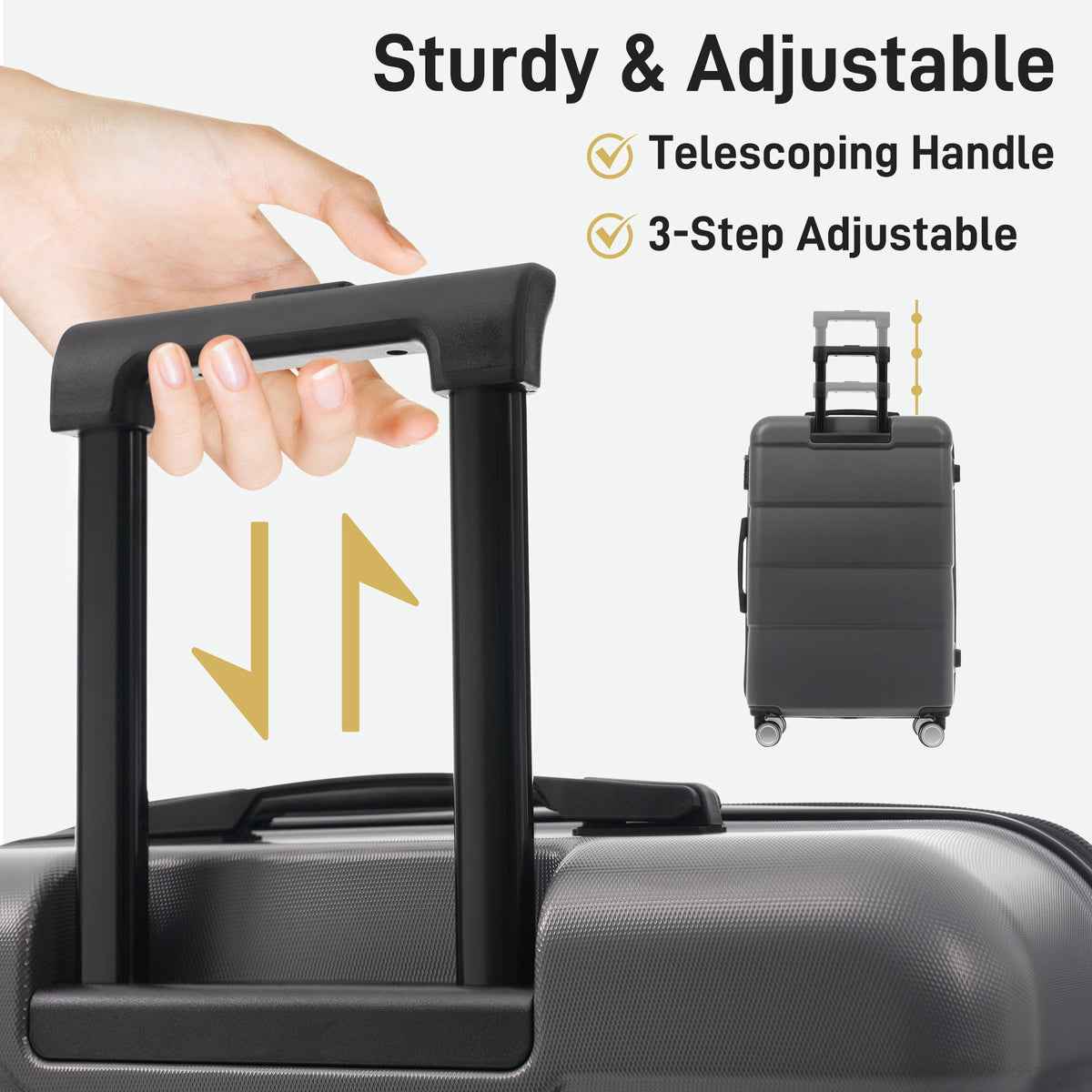 3-Piece ABS Hardshell Luggage Set with Password Lock, Spinner Wheels
