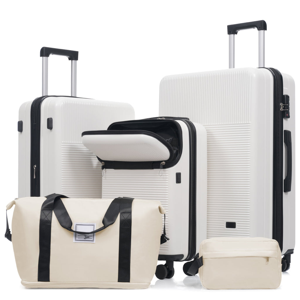 5-Piece ABS Hardshell Luggage Set with Half-Opening Cases and Double