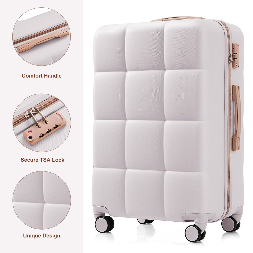 3-Piece ABS Luggage Set with Cup Holder, Side Hooks and Spinner Wheels