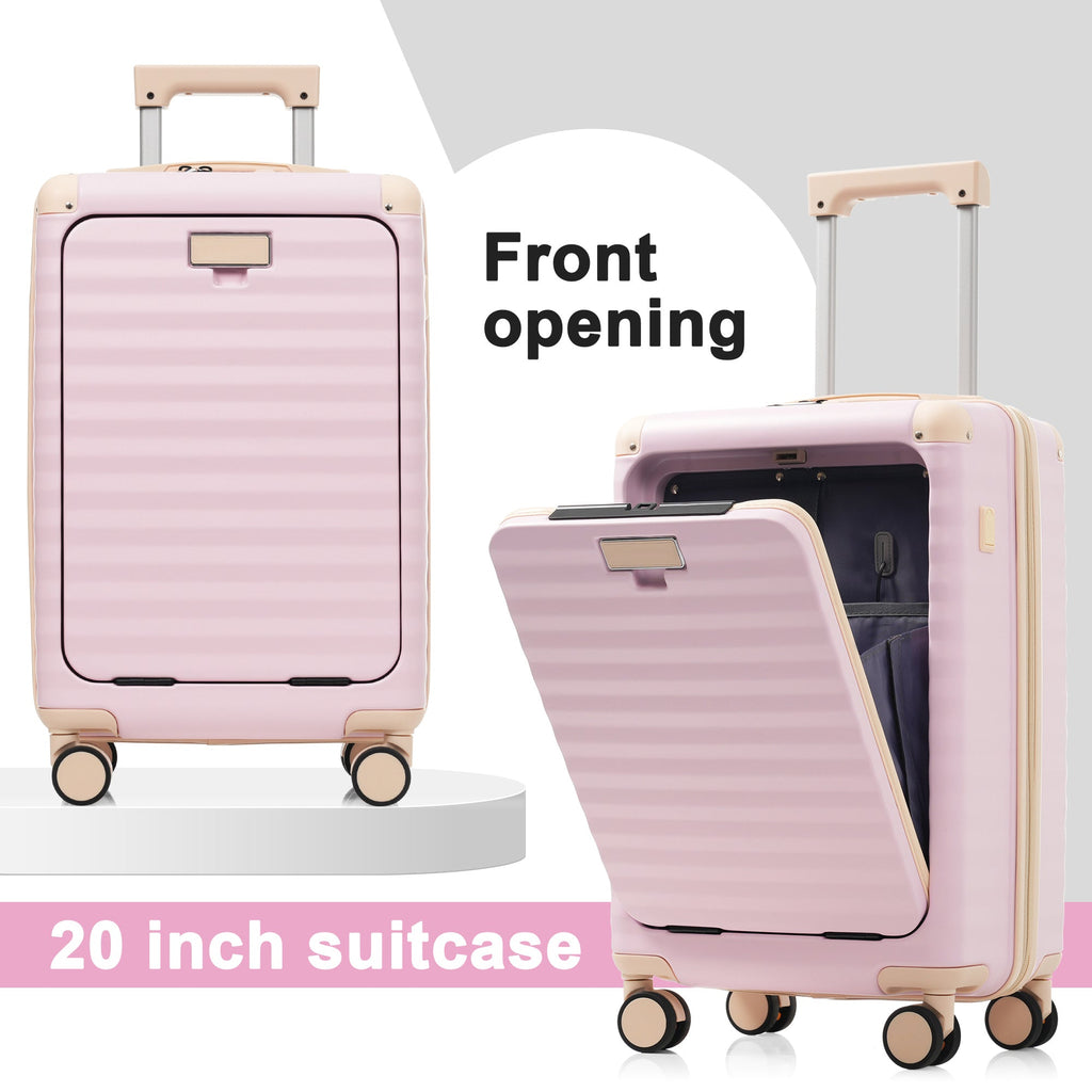 5-Piece ABS Hardshell Luggage Set with Front Opening, TSA Lock, USB
