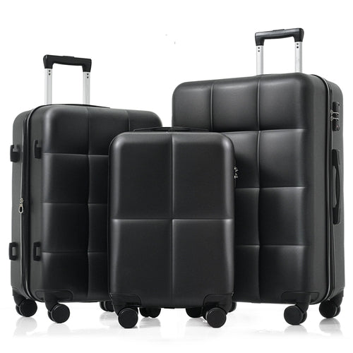 3-Piece ABS Luggage Set with Cup Holder, Side Hooks and Spinner Wheels