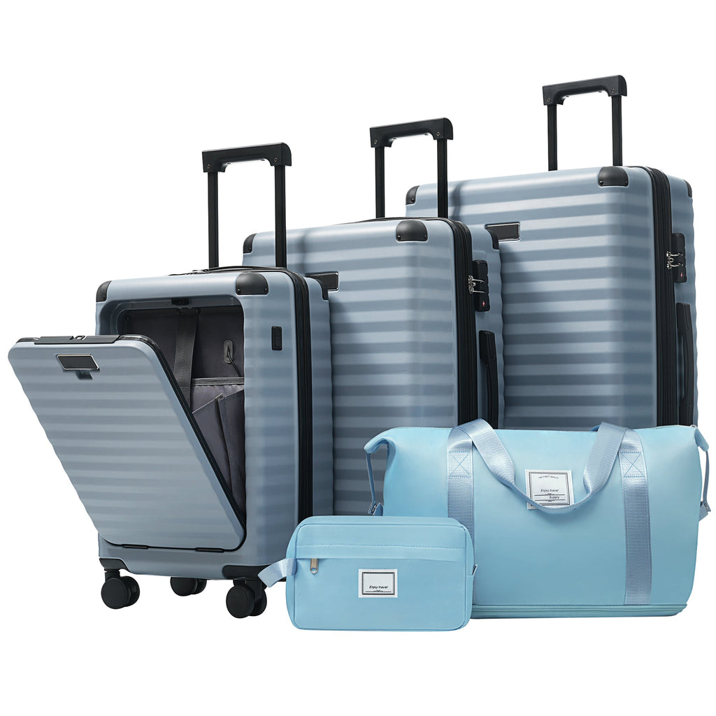 5-Piece ABS Hardshell Luggage Set with Front Opening, TSA Lock, USB