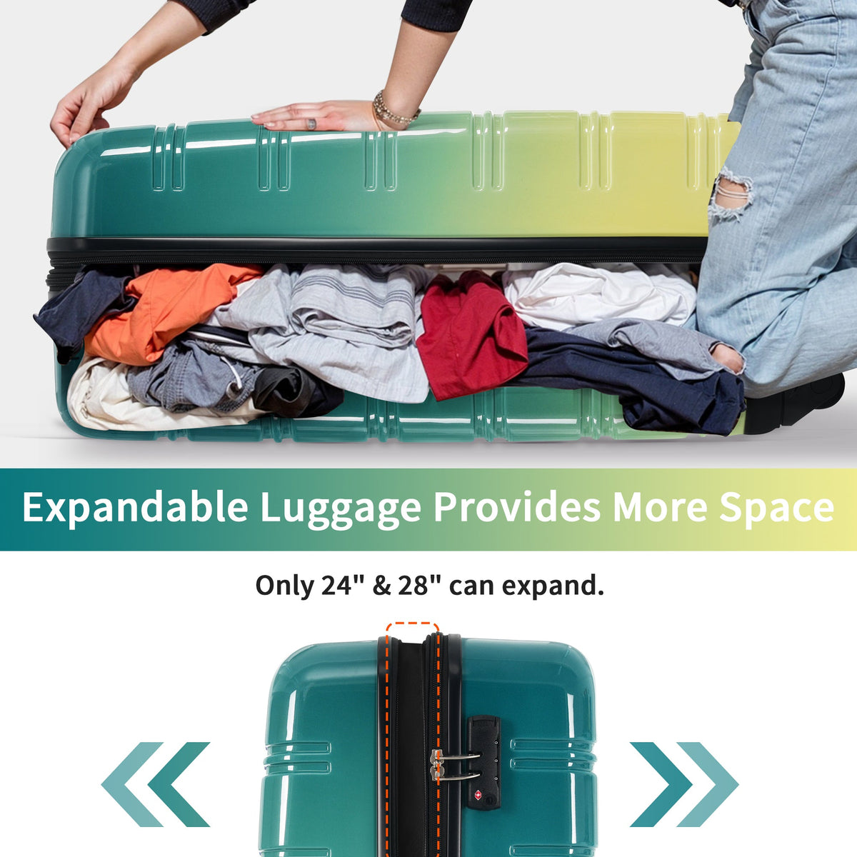 3-Piece PC Hardshell Luggage Set with TSA Lock, Spinner Wheels,