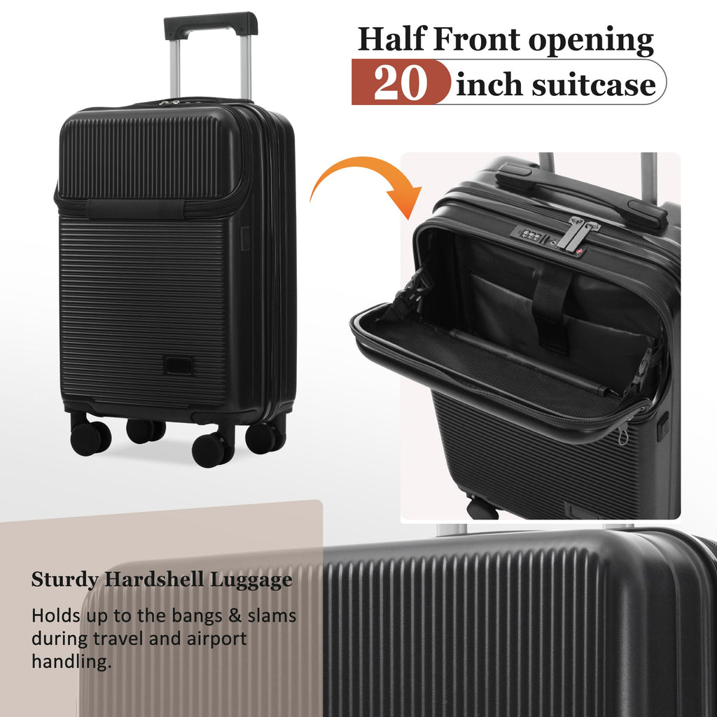 5-Piece ABS Hardshell Luggage Set with Half-Opening Cases and Double